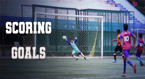 young football stars scoring goals